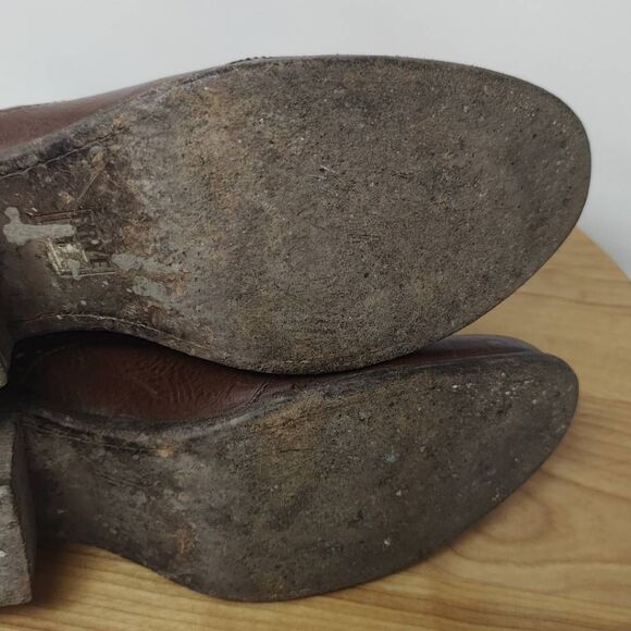 Frye Maggie Perf Oxford Wingtip Heeled Booties- Womens- Size 7-Brown-Leather - Picture 5 of 12